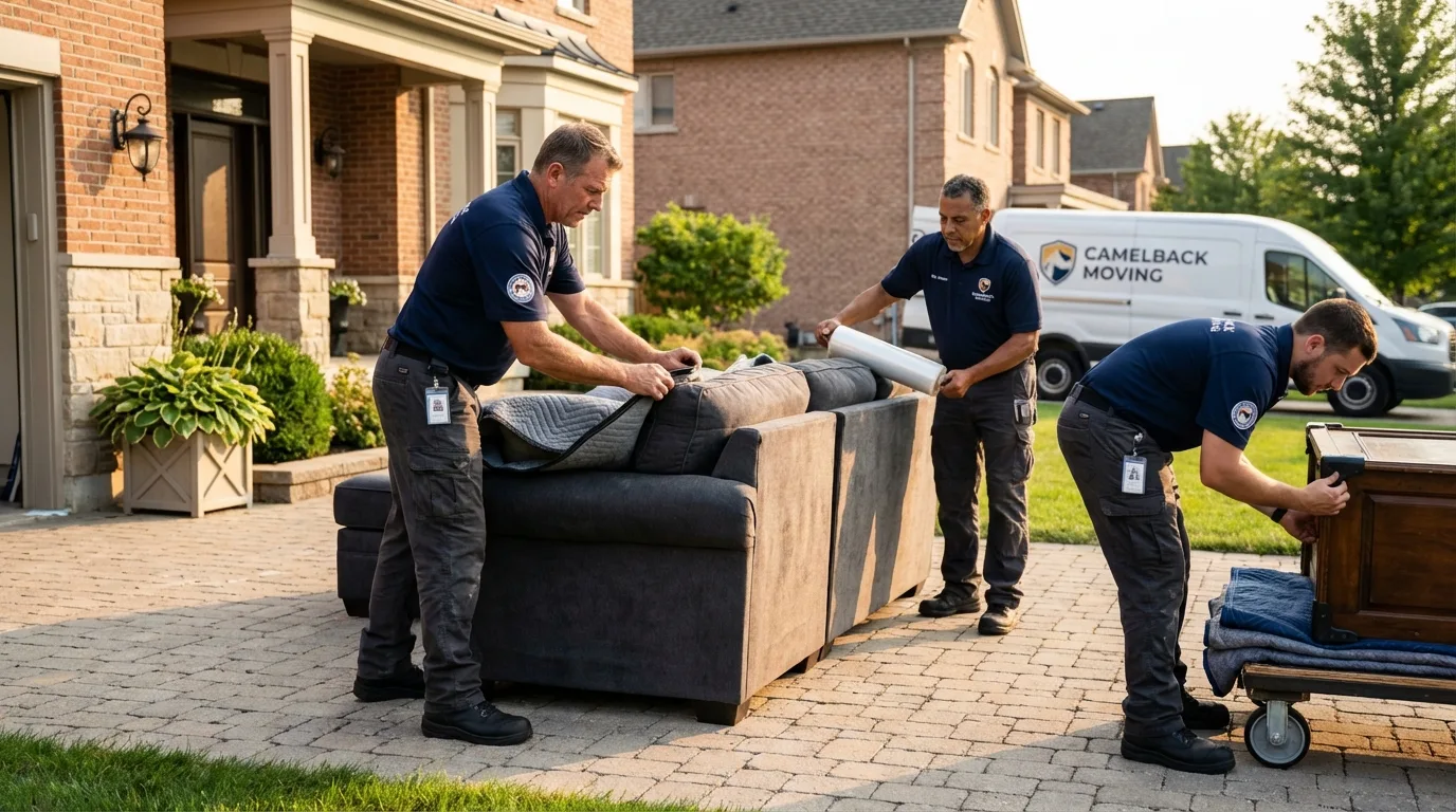Large estate moving crew wrapping furniture in Luquillo, PR